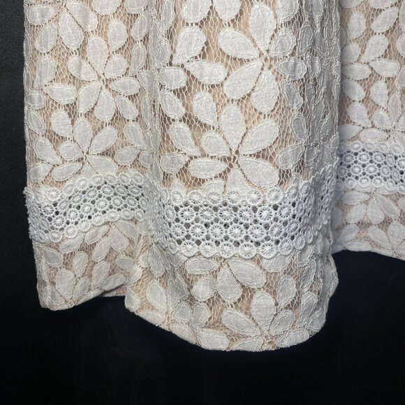 Jessica Howard White Beige Lace Overlay Sleeveless Dress Womens 12 Fit Flare EUC - Picture 3 of 11